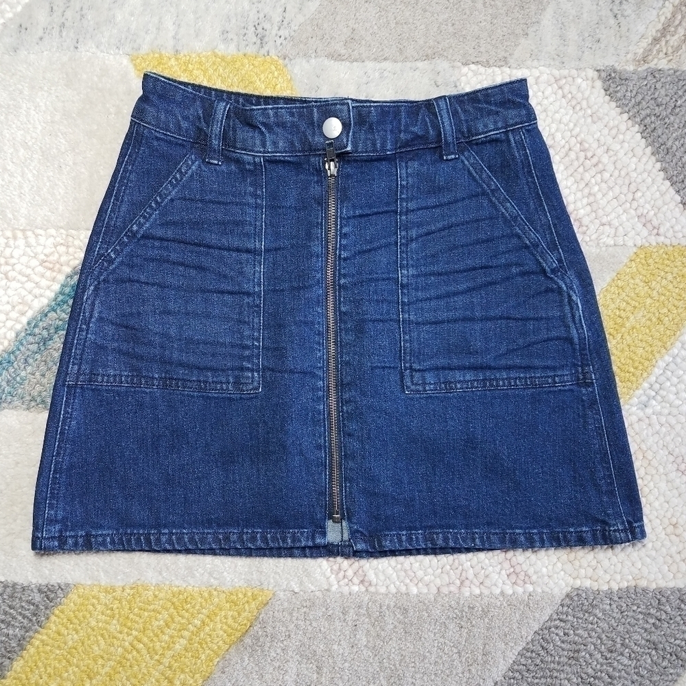 Madewell Front Zip Denim Jean Skirt Size 25